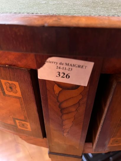 Veneered half-moon table with imitation fluting,...