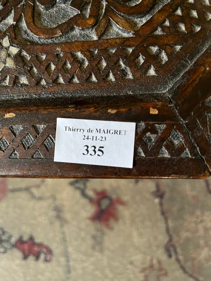 Syrian-style pedestal table in carved wood...