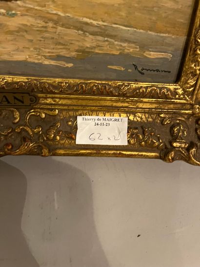Lot comprising an oil on panel depicting...