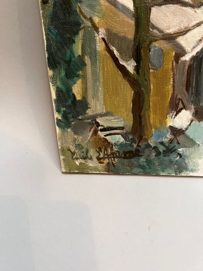 Le chantier, oil on canvas, signed lower...