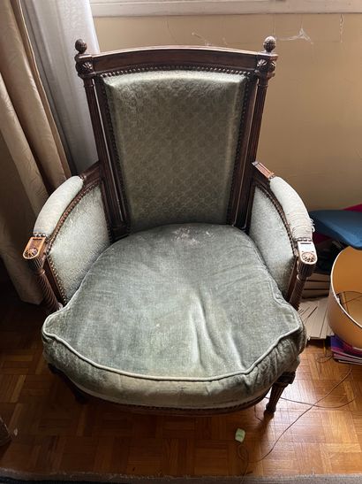 Natural wood Bergère
Louis XVI style
Blue...