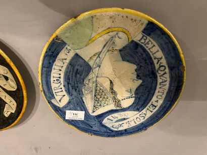 Set of two ceramic plates decorated with...