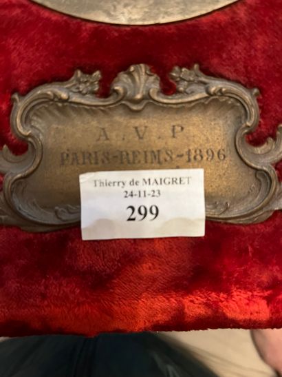 Bronze plaque for the 1896 Paris Reims bicycle...