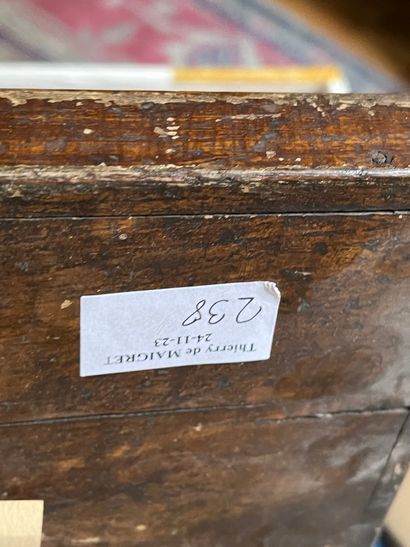 Set of doll clothes in wooden trunk, two...