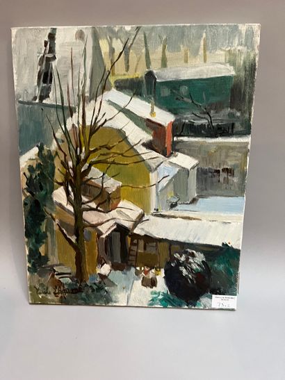 Le chantier, oil on canvas, signed lower...