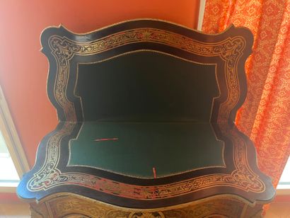 Game table in blackened wood with Boulle...