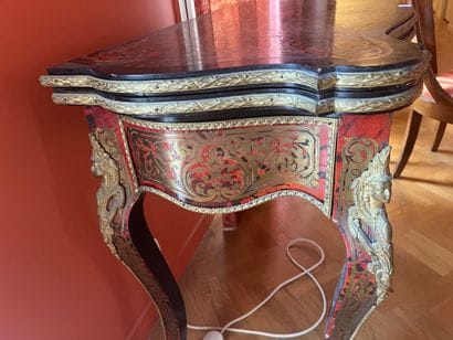 Game table in blackened wood with Boulle...