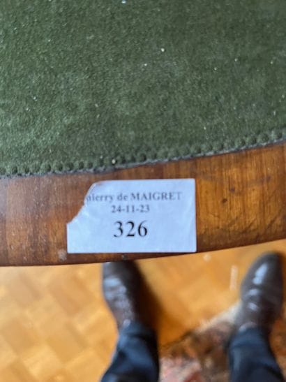 Veneered half-moon table with imitation fluting,...