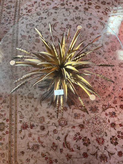 Glass pedestal table decorated with ears...