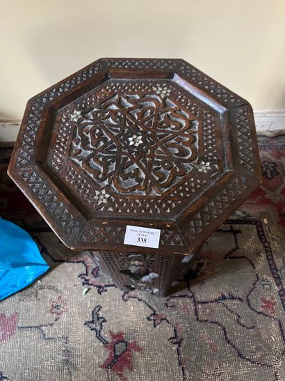 Syrian-style pedestal table in carved wood...