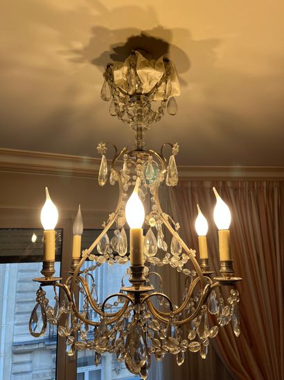 Chandelier with pendants 
Louis XV style
Height:...
