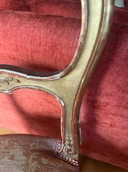 Pair of giltwood chairs in the Louis XV style,...