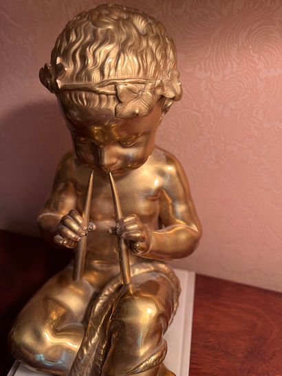 Putto flute player 
Bronze 
Louis XVI style...