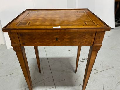 Small veneered table, one drawer in the waist,...