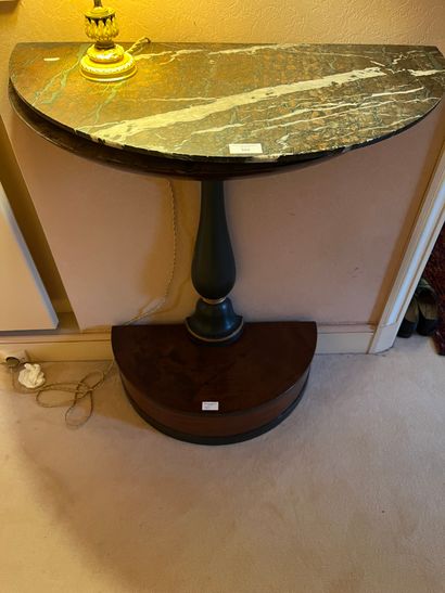 Mahogany veneered and lacquered wood half-moon...