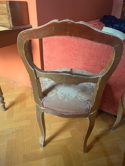 Pair of giltwood chairs in the Louis XV style,...