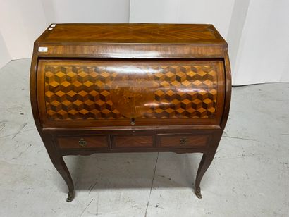 Cylinder desk in veneered wood, cylinder...