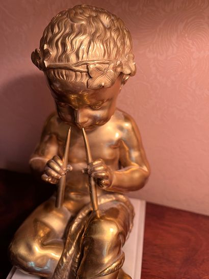 Putto flute player 
Bronze 
Louis XVI style...