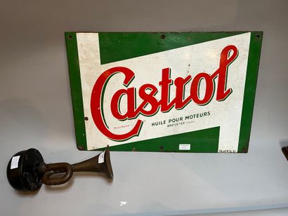 An enameled Castrol oil advertising plate...