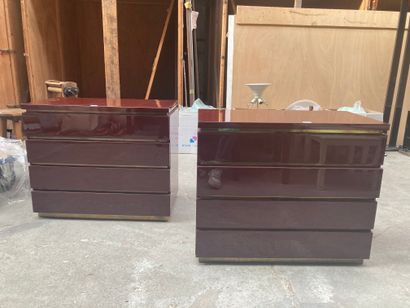 Pair of chests of drawers in chromed metal...
