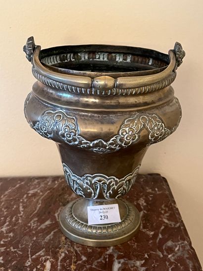 Holy water bucket in stamped metal, formerly...