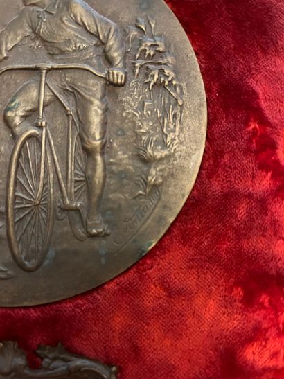 Bronze plaque for the 1896 Paris Reims bicycle...