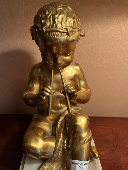 Putto flute player 
Bronze 
Louis XVI style...