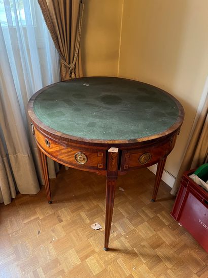 Veneered half-moon table with imitation fluting,...