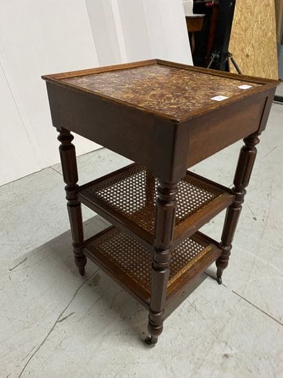 Square marble-topped bedside table with four...