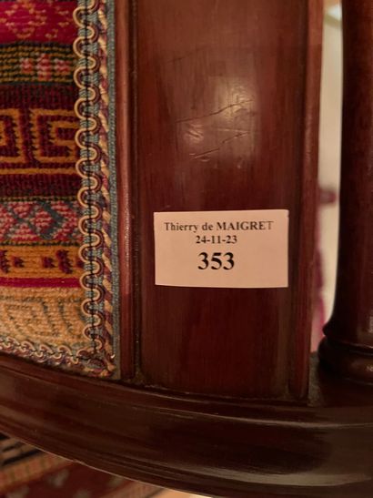 Mahogany veneered bench seat with inverted...