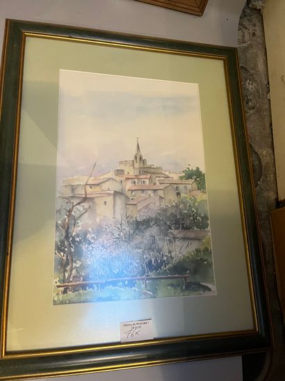 Lot of frames including engraving of a river...