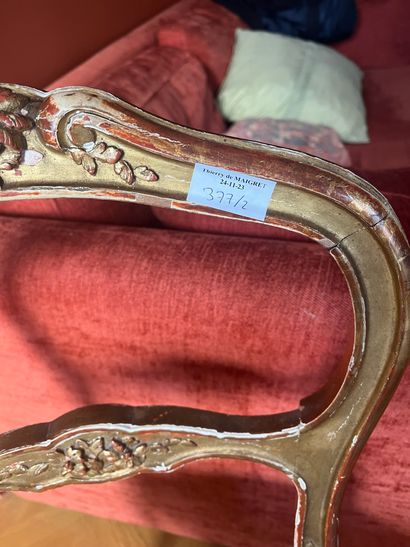 Pair of giltwood chairs in the Louis XV style,...