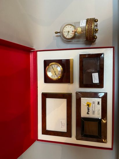 LANCEL, Paris, gilded metal table clock,...