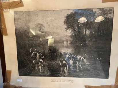 Lot of various framed pieces: vue de Versailles,...