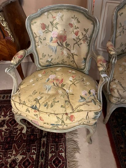 Pair of lacquered cabriolet armchairs 
Louis...