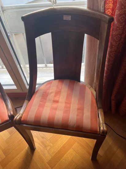Four mahogany gondola-back chairs
Worn
Natural...
