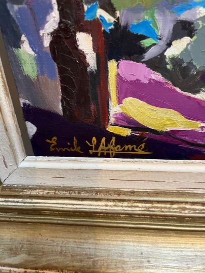 Le chantier, oil on canvas, signed lower...