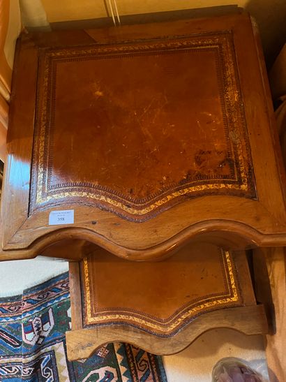 Fruitwood commode stool with leather 
H:...