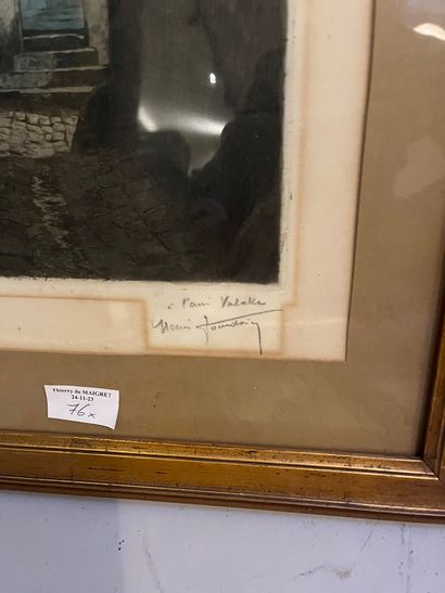 Lot of frames including engraving of a river...