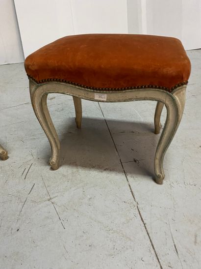 Pair of rectangular stools in beige lacquered...