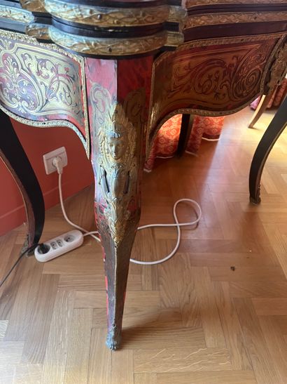 Game table in blackened wood with Boulle...