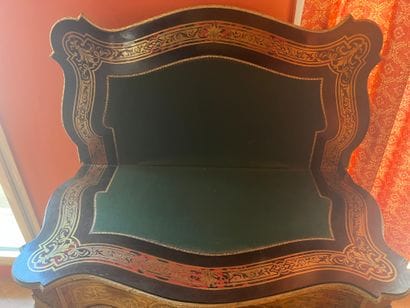 Game table in blackened wood with Boulle...