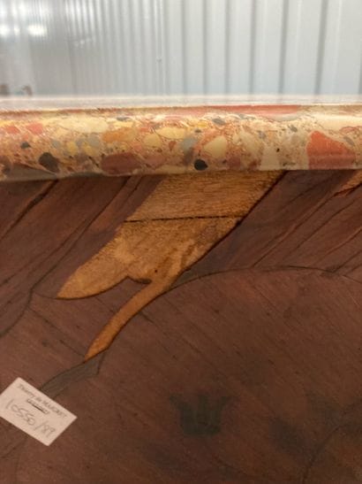 Marquetry chest of drawers, marble top
Dimensions:...