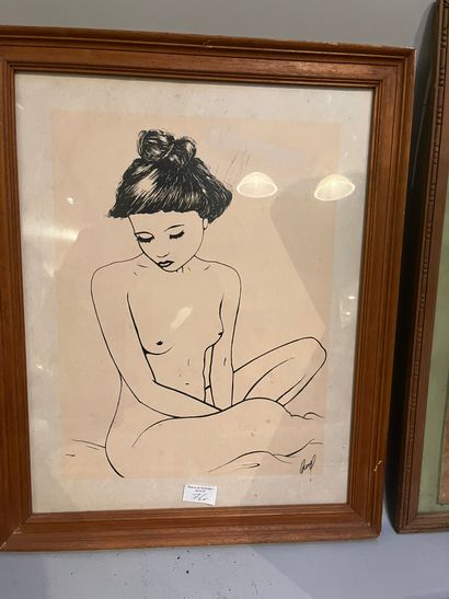 Lot of frames including engraving of a river...