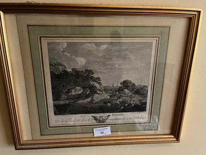 Set of two framed engravings the chassuers...