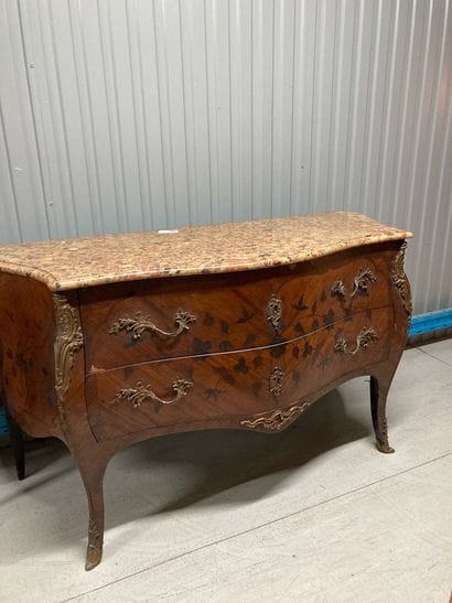 Marquetry chest of drawers, marble top
Dimensions:...
