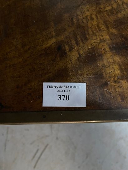Small corner table in natural wood with two...