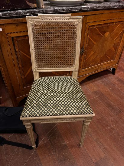 Suite of four caned chairs 
Louis XVI st...