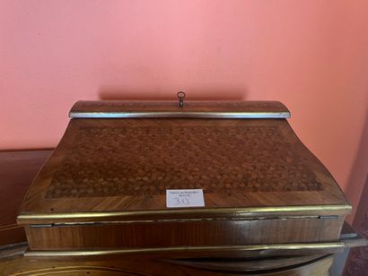 Wooden travel writing case with geometric...