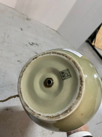 Lot: celadon green ceramic baluster vase...